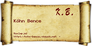 Kóhn Bence névjegykártya